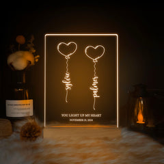 Personalized Heart Balloon LED Acrylic Night Light (NNV08)