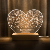 Personalized Night Sky Star Map by Date – Custom Constellation Print & Night Light (HEART01)