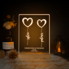 Personalized Heart Balloon LED Acrylic Night Light (NNV09)