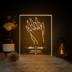 Personalized Holding Hands LED Acrylic Night Light (NNV05)