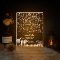 Personalized Night Sky Star Map by Date – Custom Constellation Print & Night Light (STAR01AF)