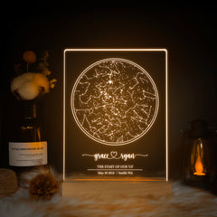 Personalized Night Sky Star Map by Date – Custom Constellation Print & Night Light (STAR01G)