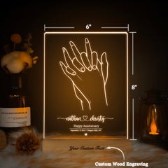 Personalized Holding Hands LED Acrylic Night Light (NNV05)