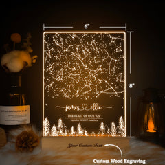 Personalized Night Sky Star Map by Date – Custom Constellation Print & Night Light (STAR01P)