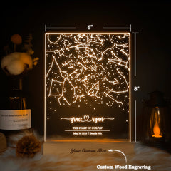 Personalized Night Sky Star Map by Date – Custom Constellation Print & Night Light (STAR01)