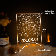 Personalized Night Sky Star Map by Date – Custom Constellation Print & Night Light (STAR01Y)