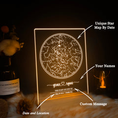 Personalized Night Sky Star Map by Date – Custom Constellation Print & Night Light (STAR01G)