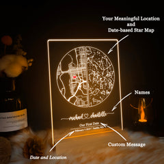 Custom Location Map and Star Map Night Light (MAP08)