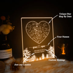 Personalized Night Sky Star Map by Date – Custom Constellation Print & Night Light (STAR01R)