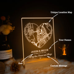 Custom Location Map Acrylic Night Light (MAP10)