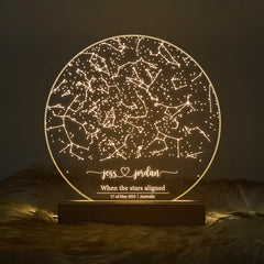 Personalized Night Sky Star Map by Date – Custom Constellation Print & Night Light (STAR01AL)