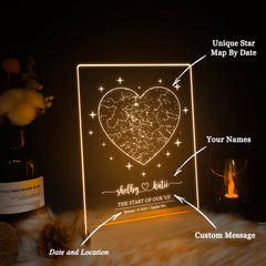 Personalized Night Sky Star Map by Date – Custom Constellation Print & Night Light (STAR01AB)