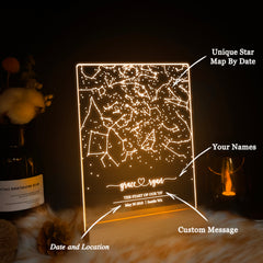 Personalized Night Sky Star Map by Date – Custom Constellation Print & Night Light (STAR01)