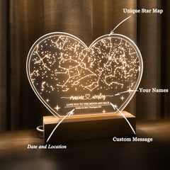 Personalized Night Sky Star Map by Date – Custom Constellation Print & Night Light (HEART03)