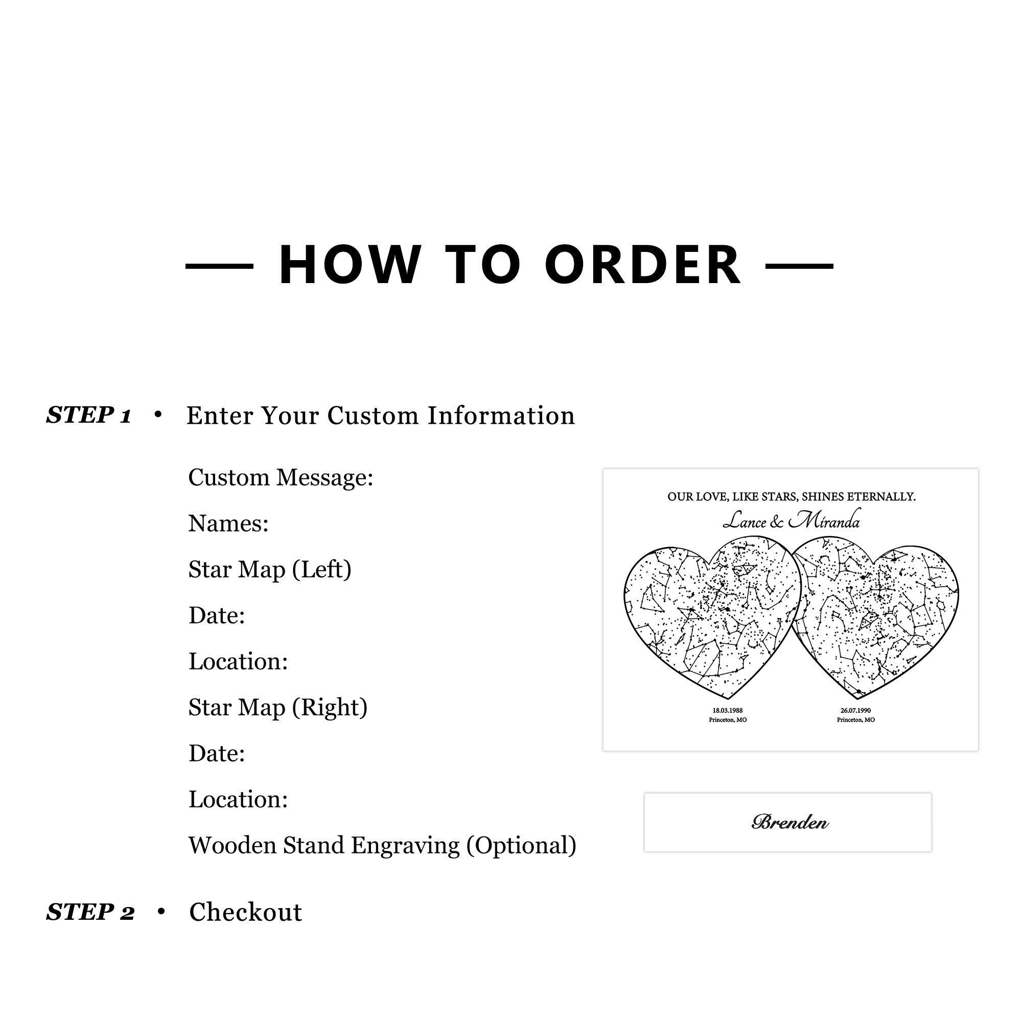 Personalized Night Sky Star Map by Date – Custom Constellation Print & Night Light (STAR01J)