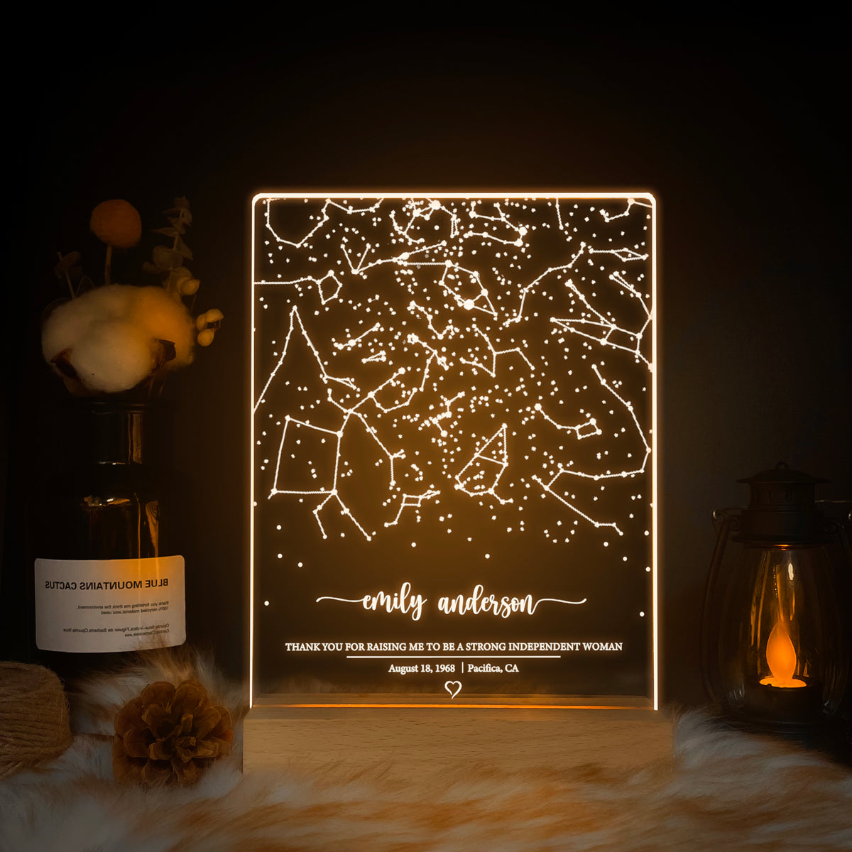 Personalized Night Sky Star Map by Date – Custom Constellation Print & Night Light (STAR02MM)