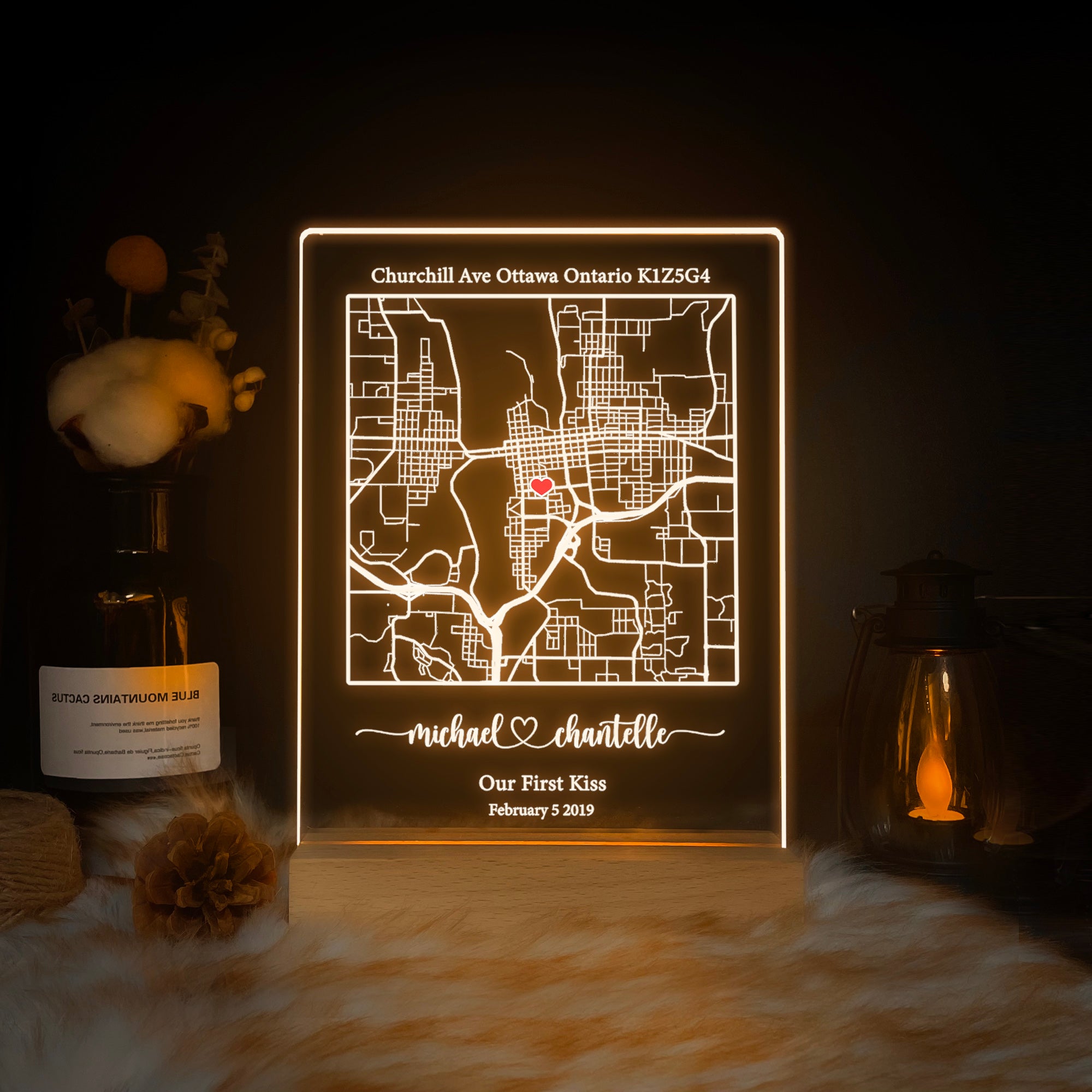Custom Location Map Acrylic Night Light (MAP06)