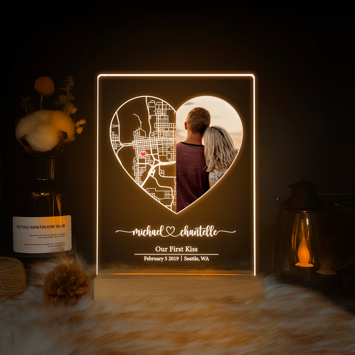 Custom Location Map and Photo Night Light (MAP07)