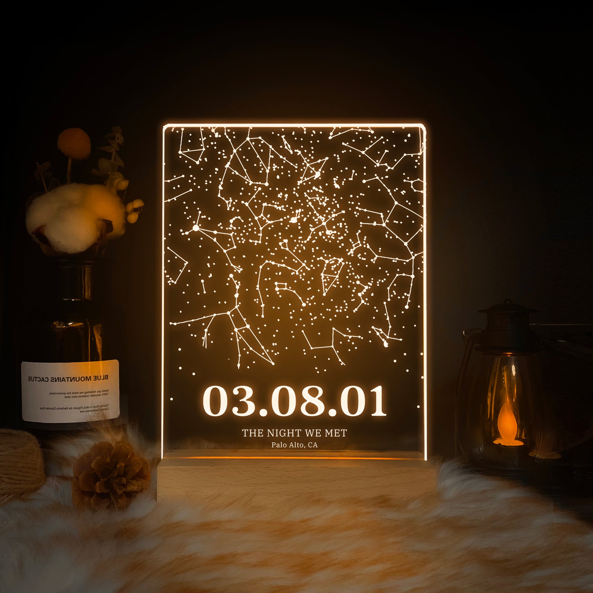 Personalized Night Sky Star Map by Date – Custom Constellation Print & Night Light (STAR01Y)