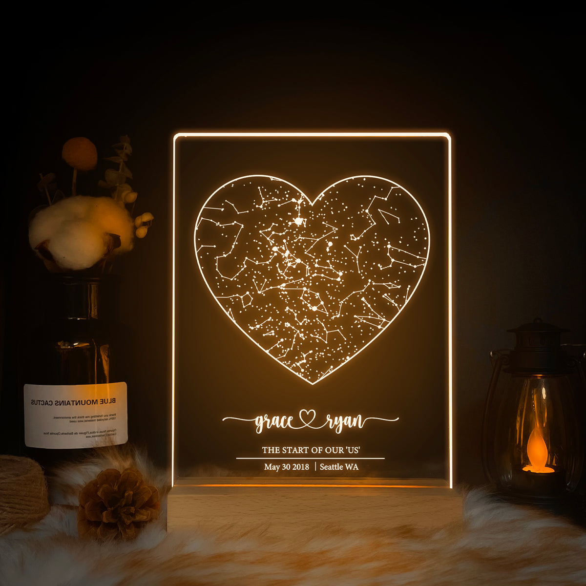 Personalized Night Sky Star Map by Date – Custom Constellation Print & Night Light (STAR01F)
