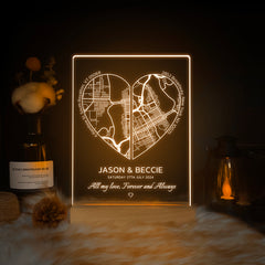 Custom Location Map Acrylic Night Light (MAP10)