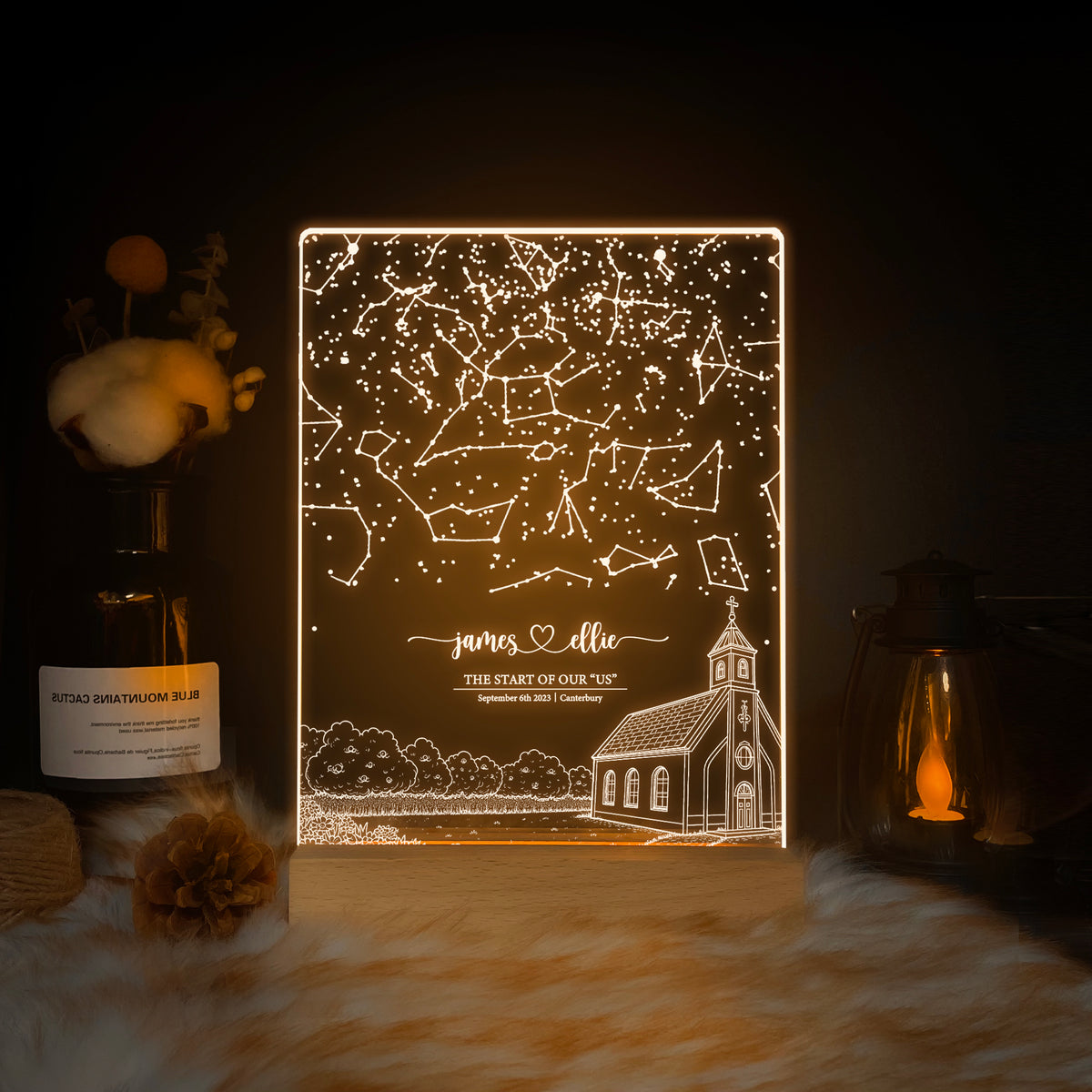 Personalized Night Sky Star Map by Date – Custom Constellation Print & Night Light (STAR01AC)