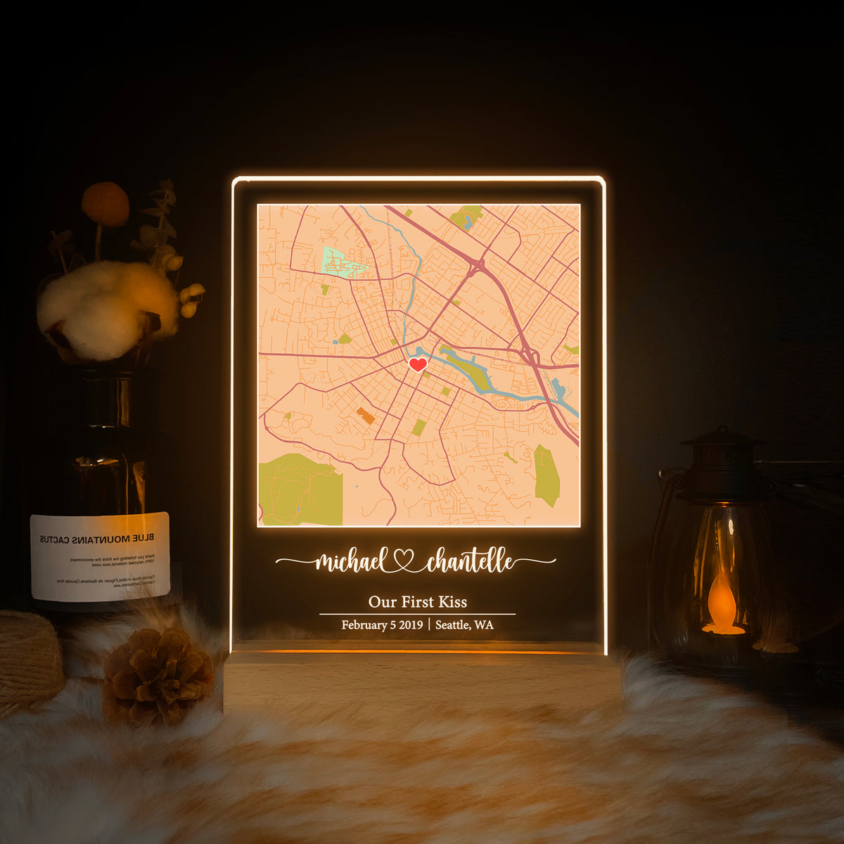 Custom Location Map Acrylic Night Light (MAP12)