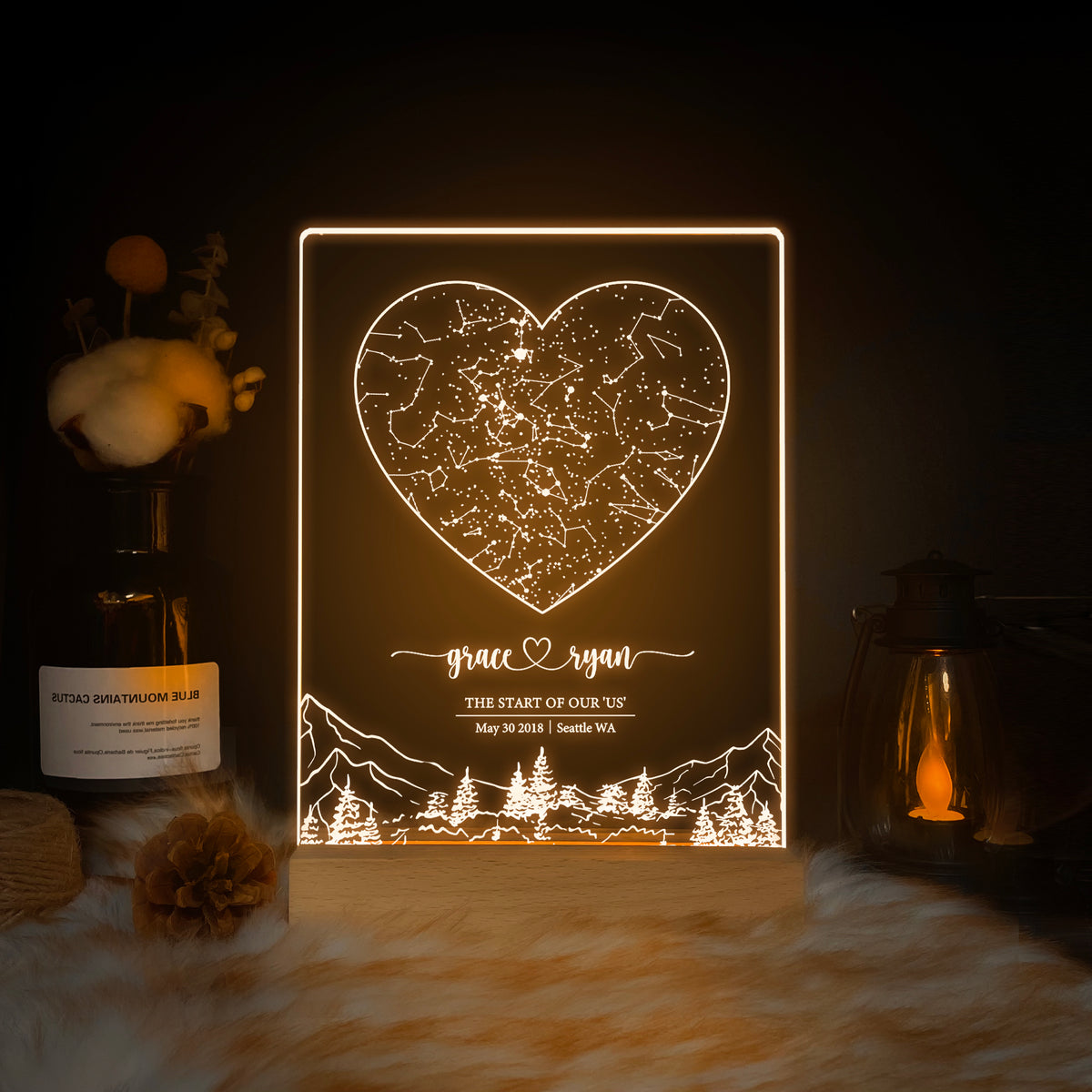 Personalized Night Sky Star Map by Date – Custom Constellation Print & Night Light (STAR01S)