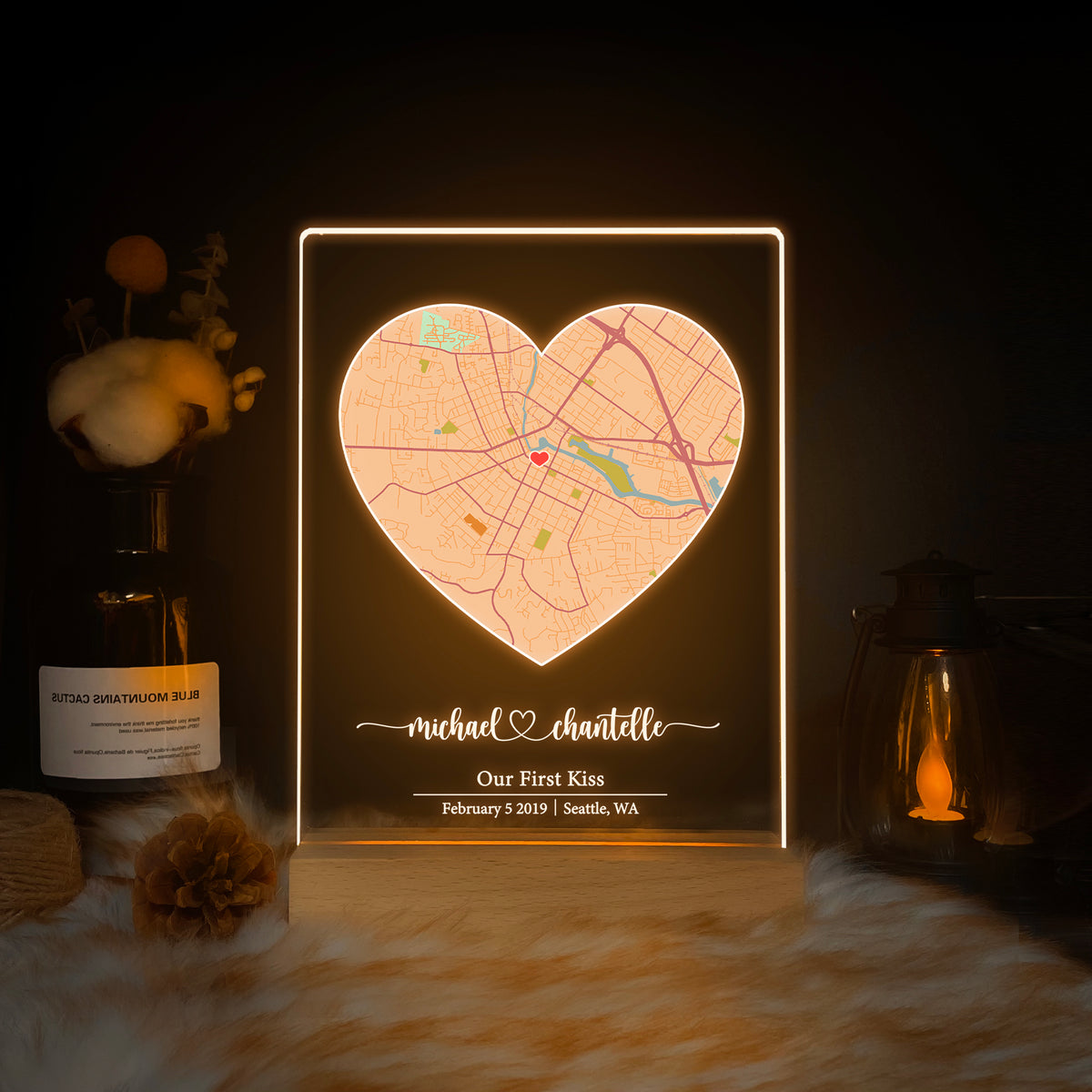 Custom Location Map Acrylic Night Light (MAP14)