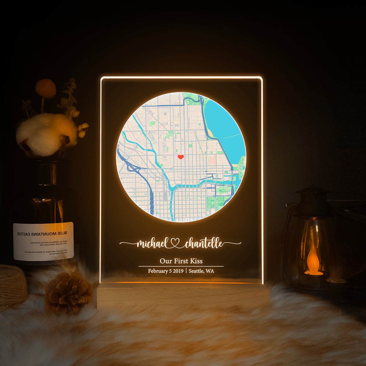 Custom Location Map Acrylic Night Light (MAP16)