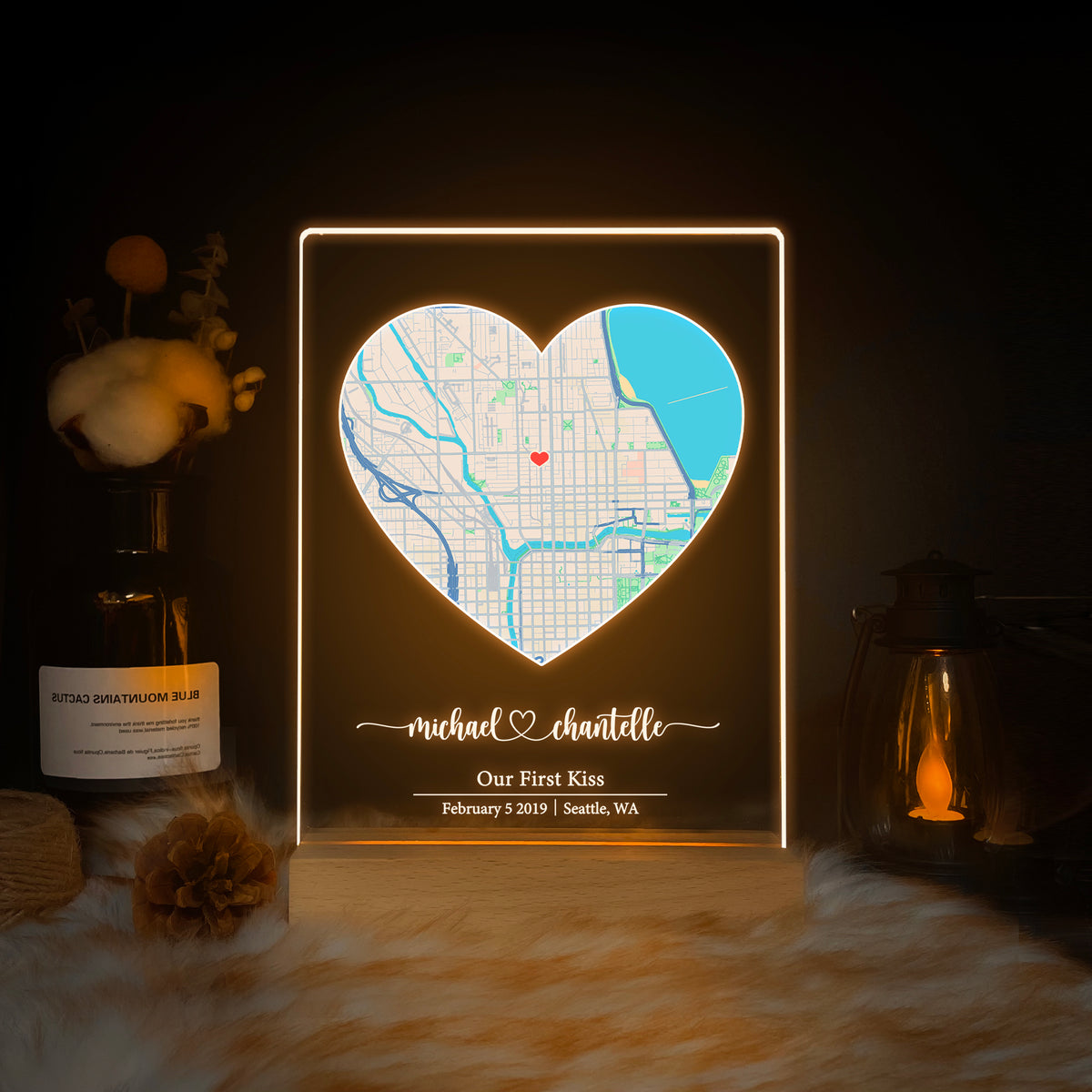 Custom Location Map Acrylic Night Light (MAP17)