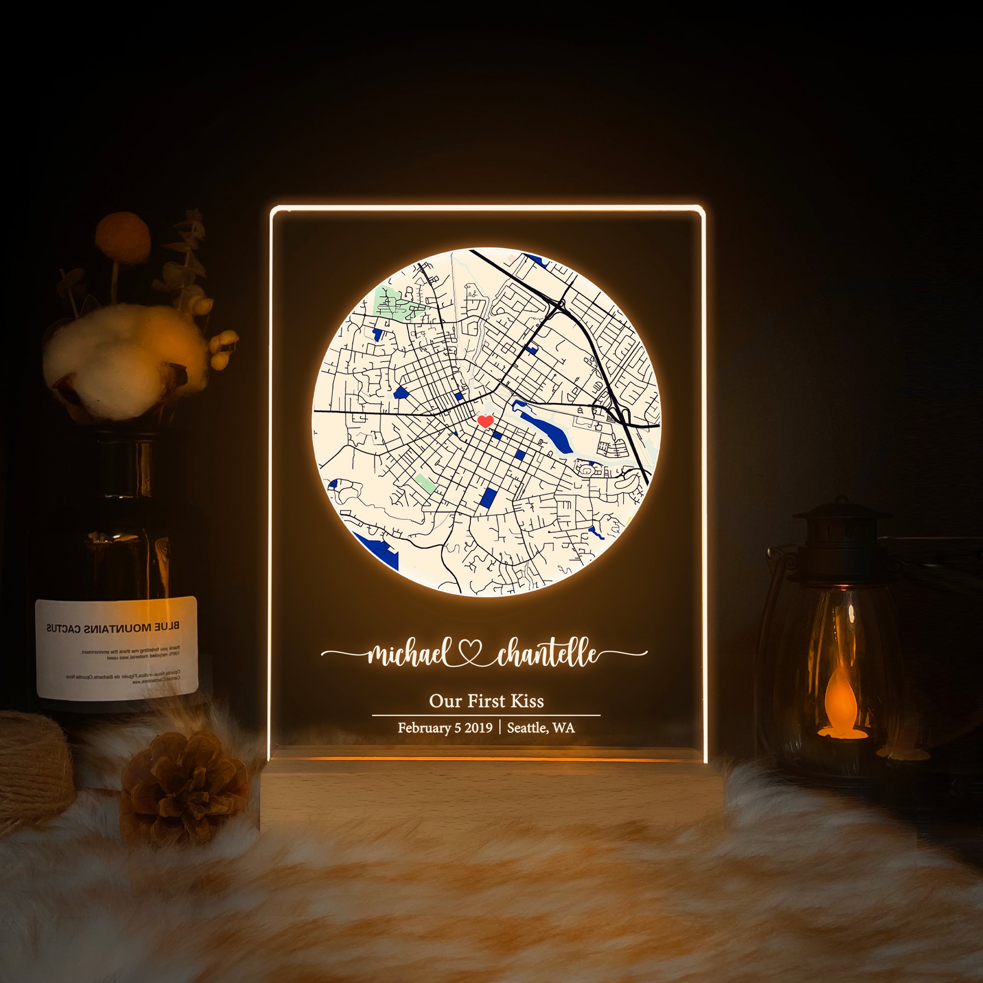 Custom Location Map Acrylic Night Light (MAP19)
