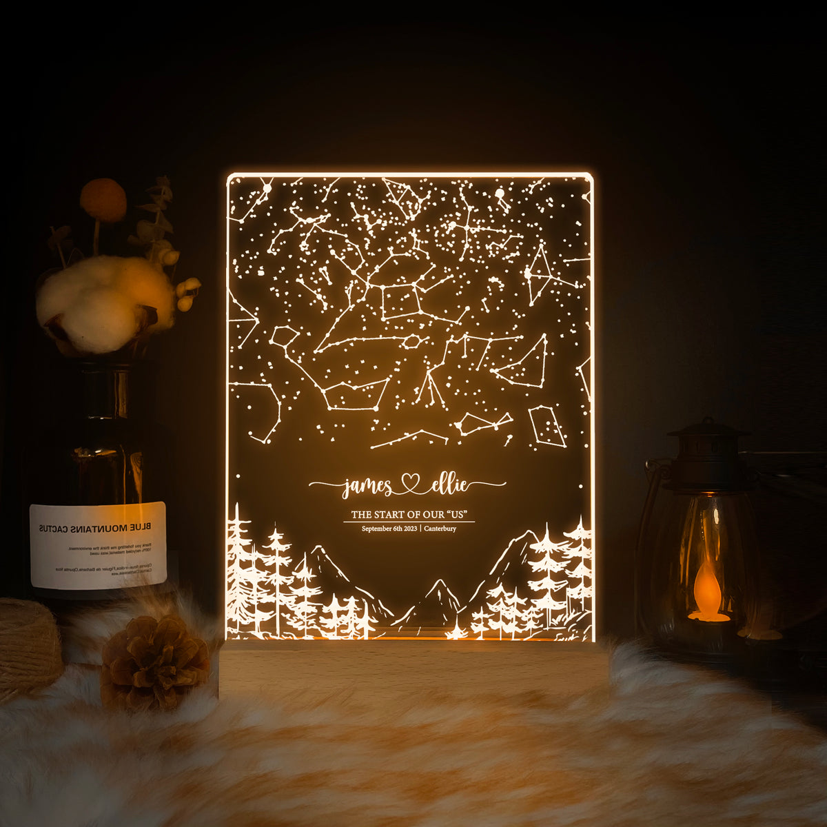 Personalized Night Sky Star Map by Date – Custom Constellation Print & Night Light (STAR01AG)