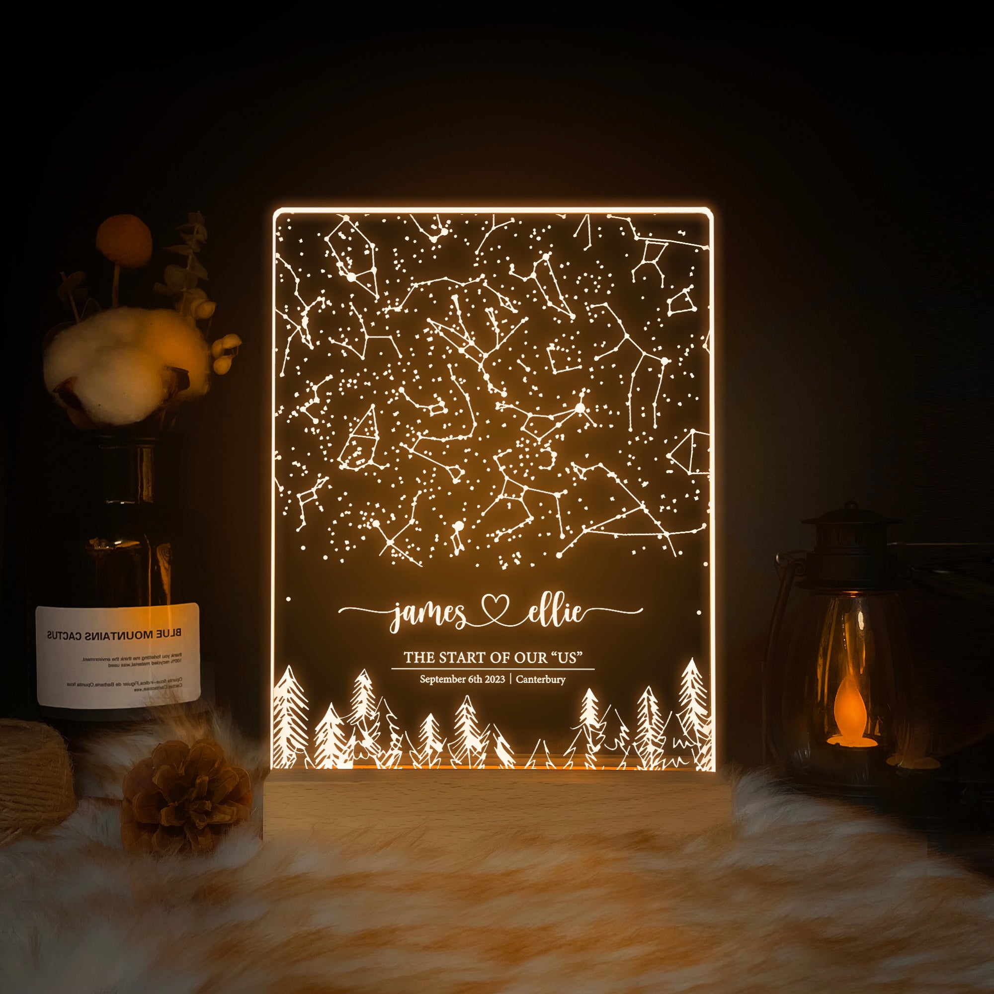 Personalized Night Sky Star Map by Date – Custom Constellation Print & Night Light (STAR01P)