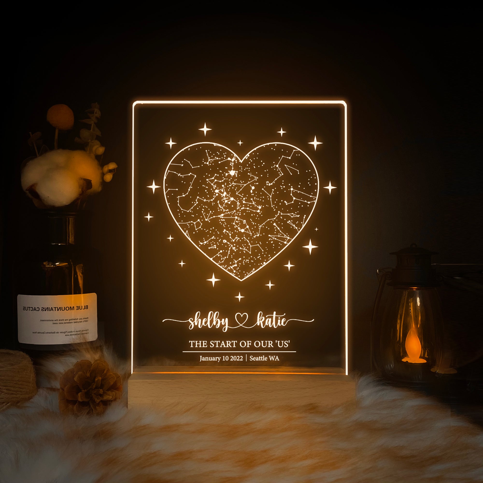 Personalized Night Sky Star Map by Date – Custom Constellation Print & Night Light (STAR01AB)