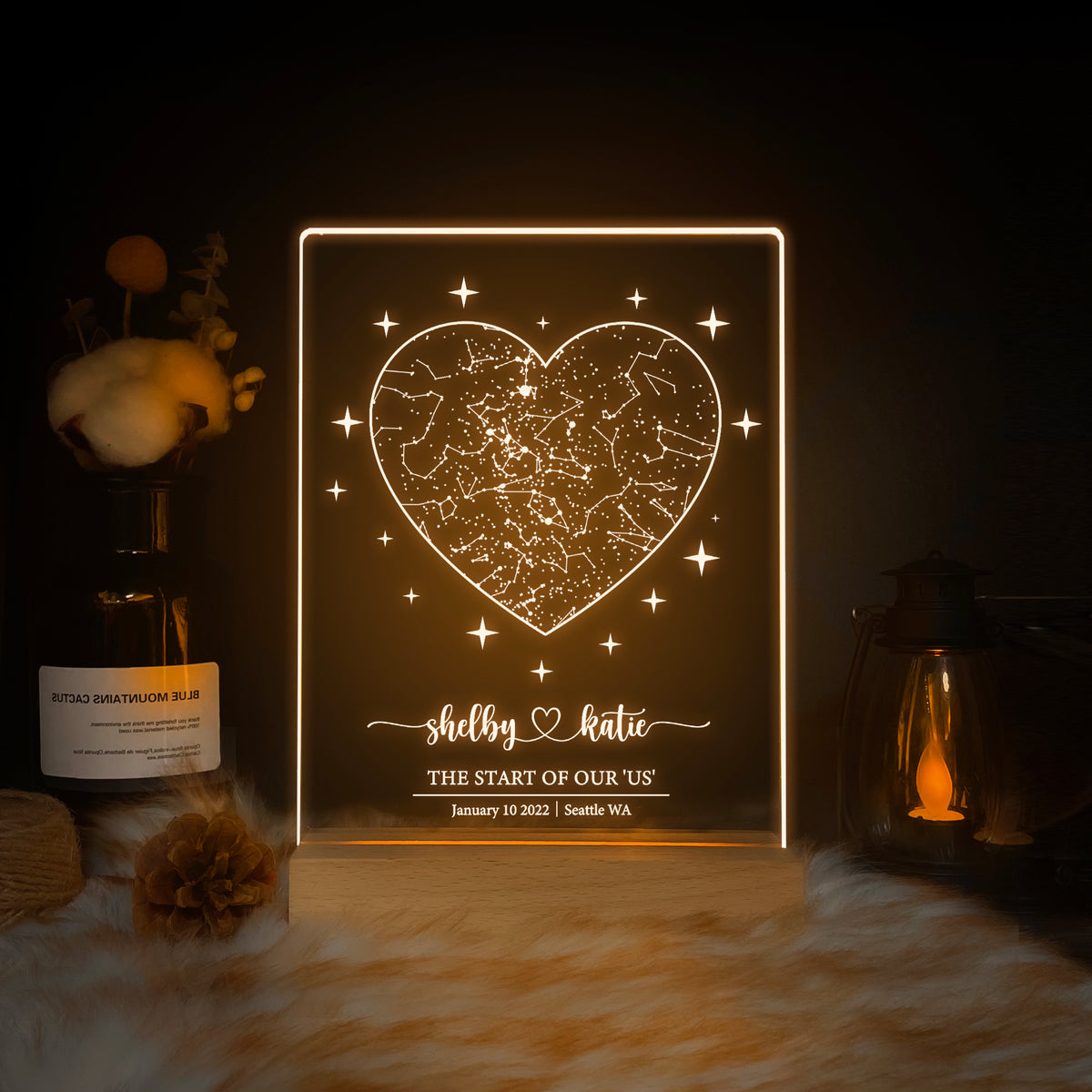 Personalized Night Sky Star Map by Date – Custom Constellation Print & Night Light (STAR01AB)