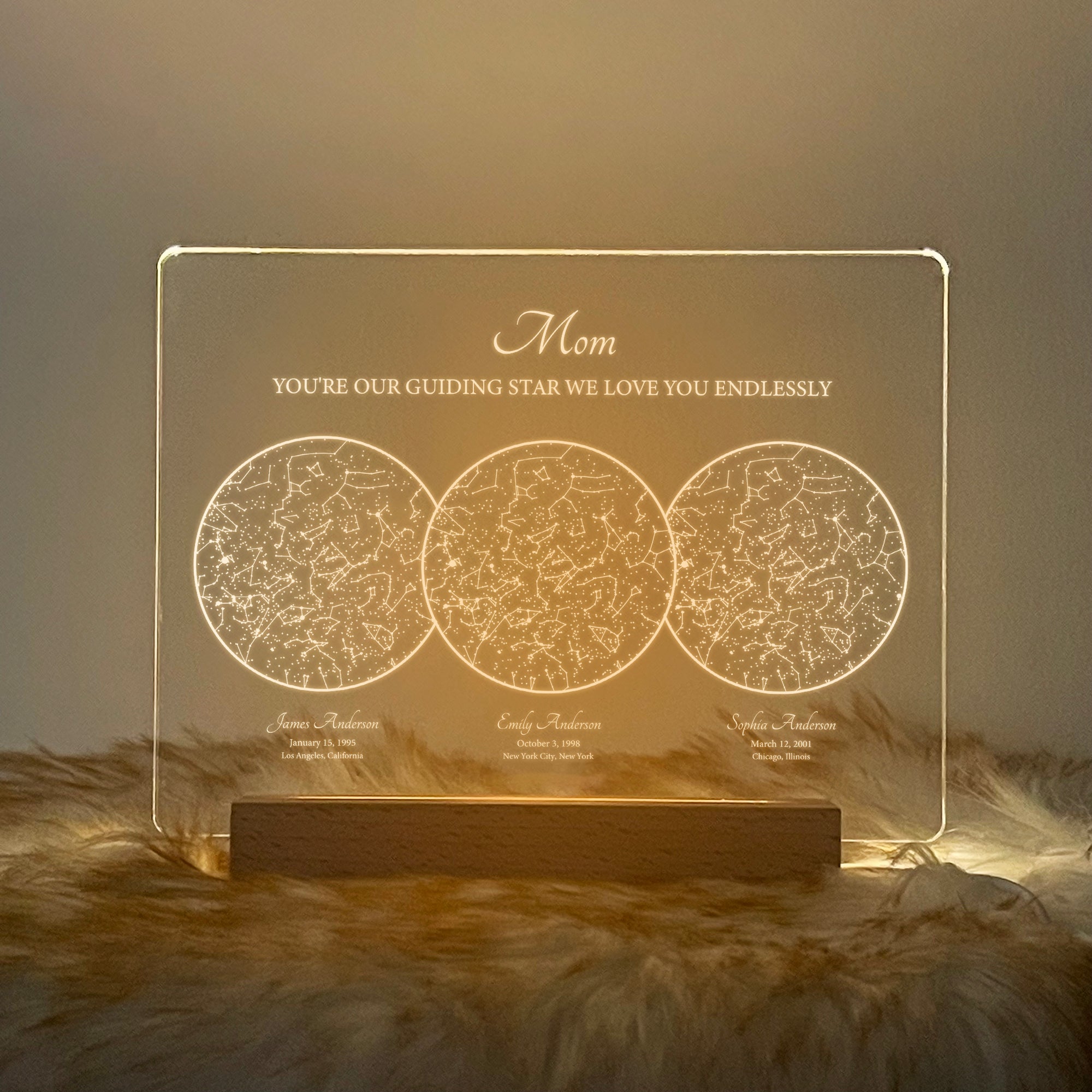 Personalized Night Sky Star Map by Date – Custom Constellation Print & Night Light (STAR01E)