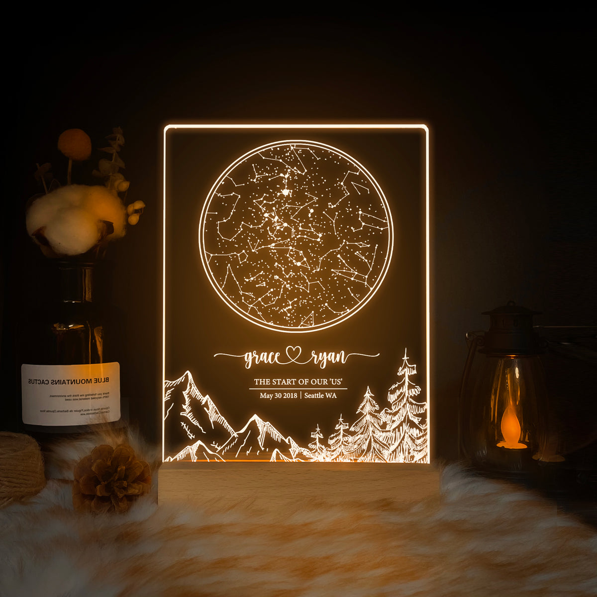Personalized Night Sky Star Map by Date – Custom Constellation Print & Night Light (STAR01U)