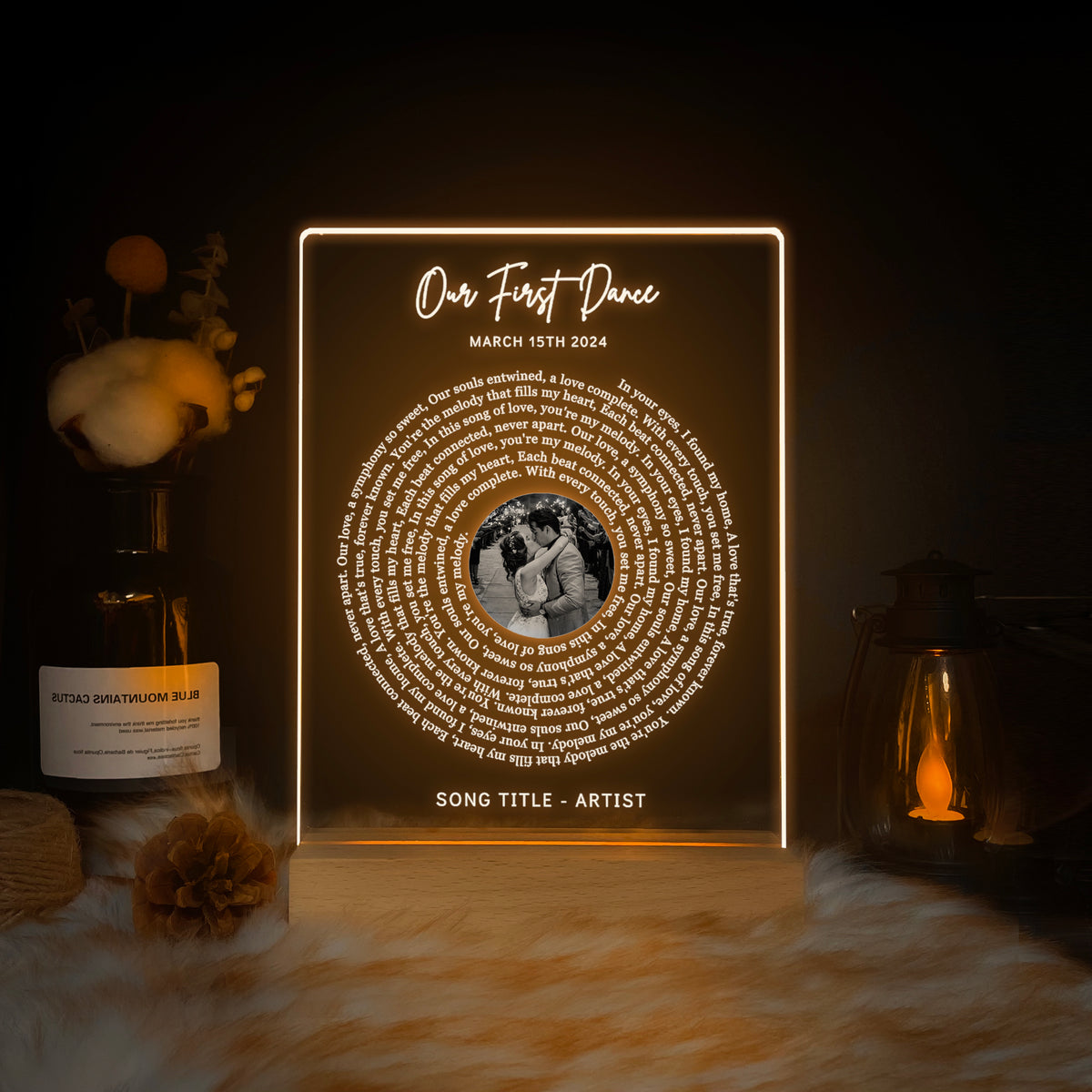 Personalized Photo LED Plaque with Names and Lyrics (ANV03)