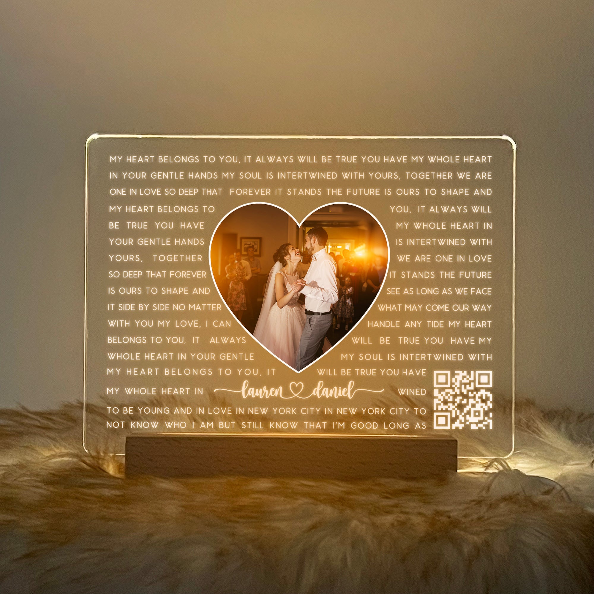 Personalized Photo LED Plaque with Names and Lyrics (ANV01)