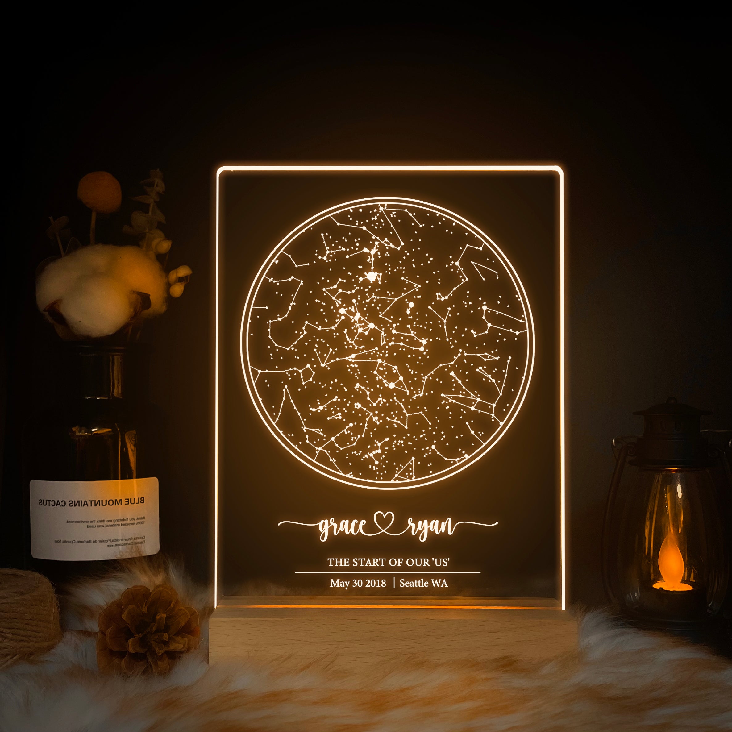Personalized Night Sky Star Map by Date – Custom Constellation Print & Night Light (STAR01G)