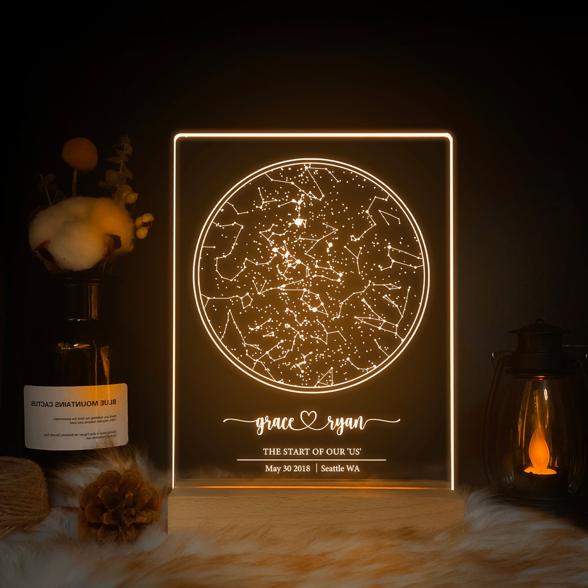 Personalized Night Sky Star Map by Date – Custom Constellation Print & Night Light (STAR01G)