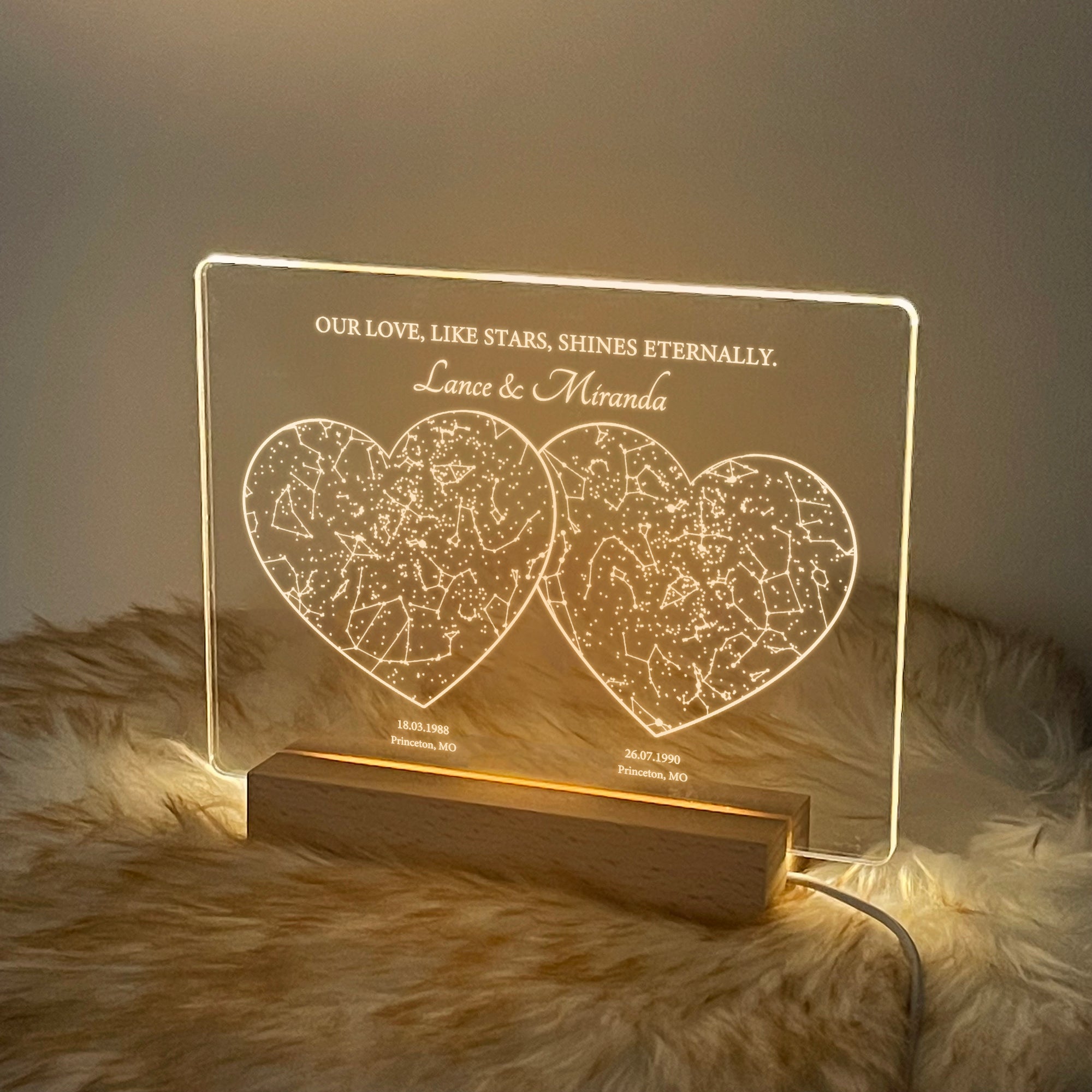 Personalized Night Sky Star Map by Date – Custom Constellation Print & Night Light (STAR01J)