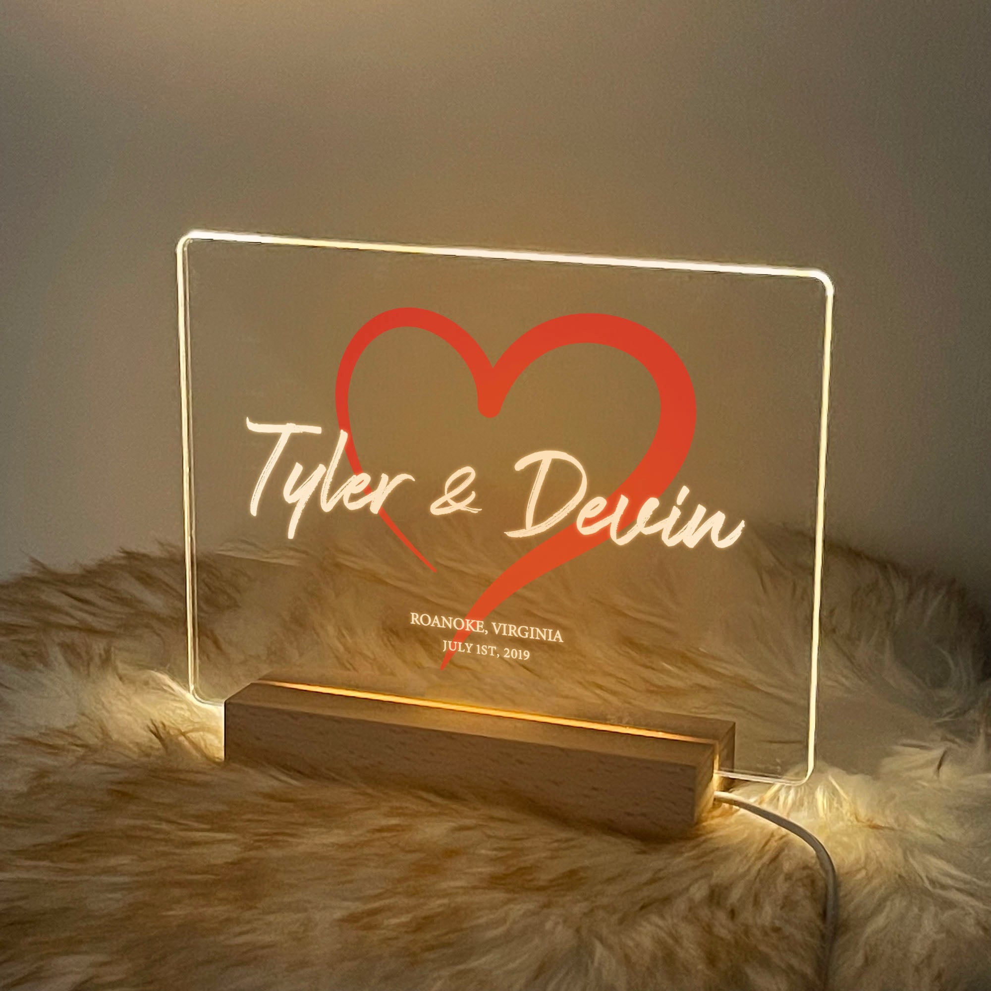 Personalized Couple Name LED Acrylic Night Light (NNV03)