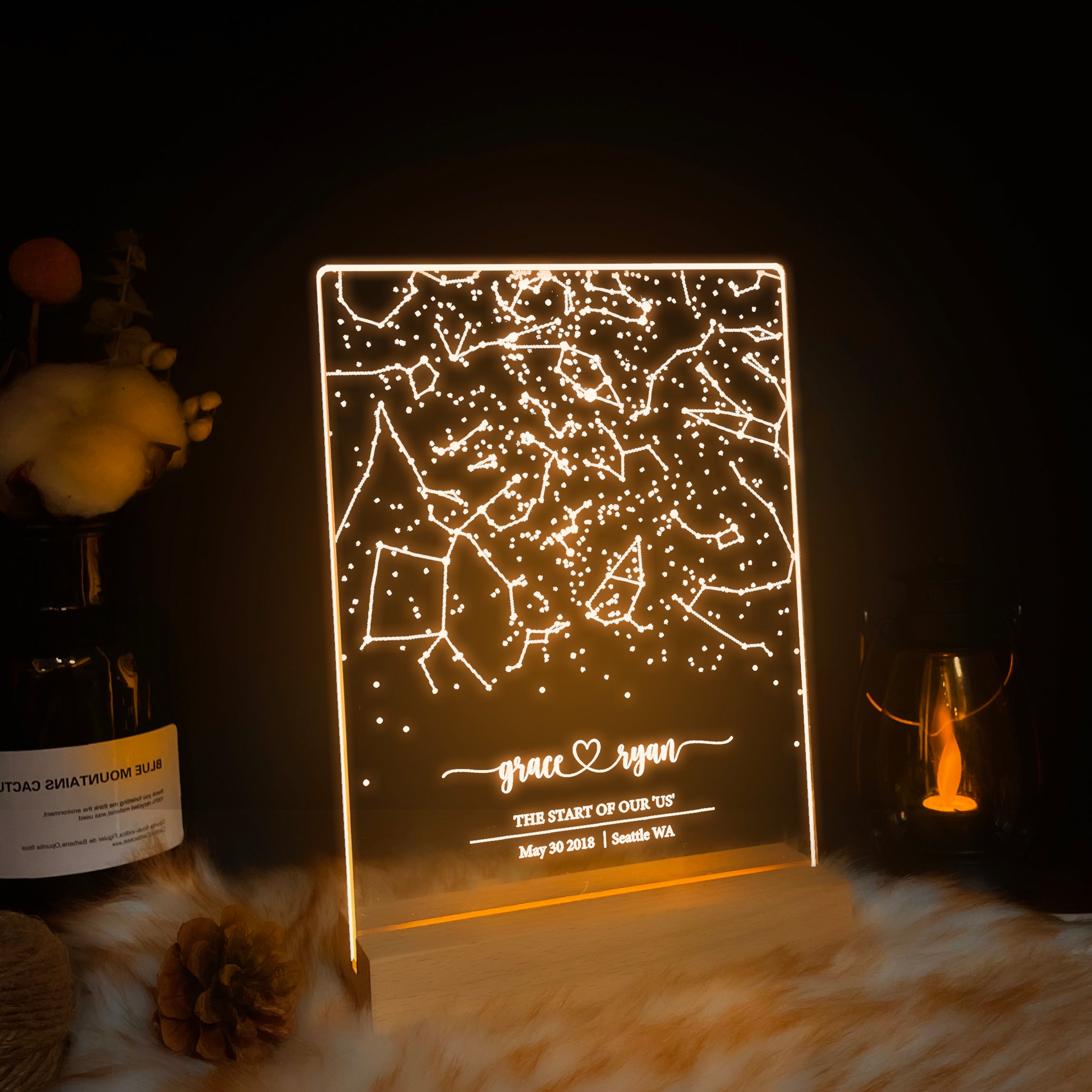 Personalized Night Sky Star Map by Date – Custom Constellation Print & Night Light (STAR01)