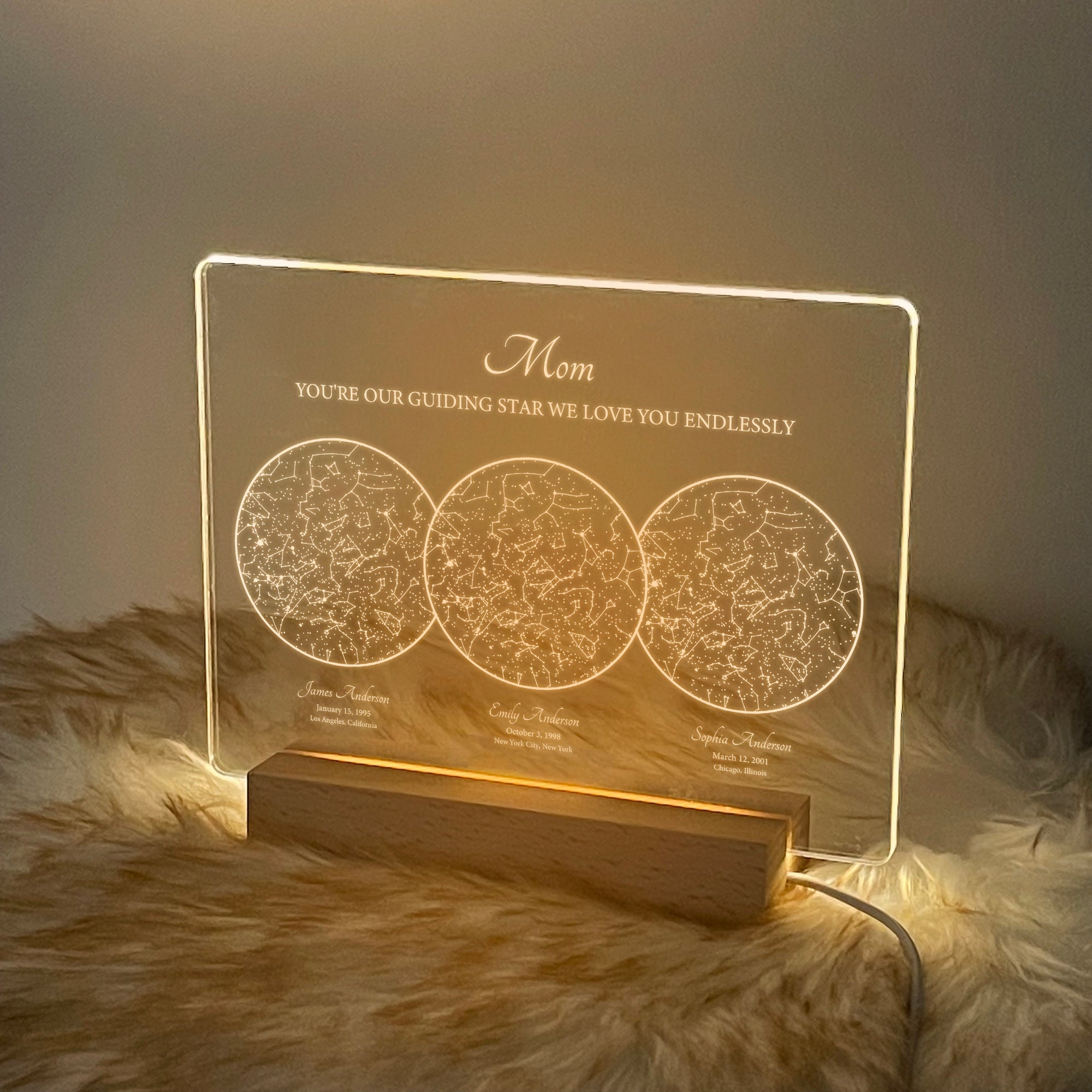 Personalized Night Sky Star Map by Date – Custom Constellation Print & Night Light (STAR01E)