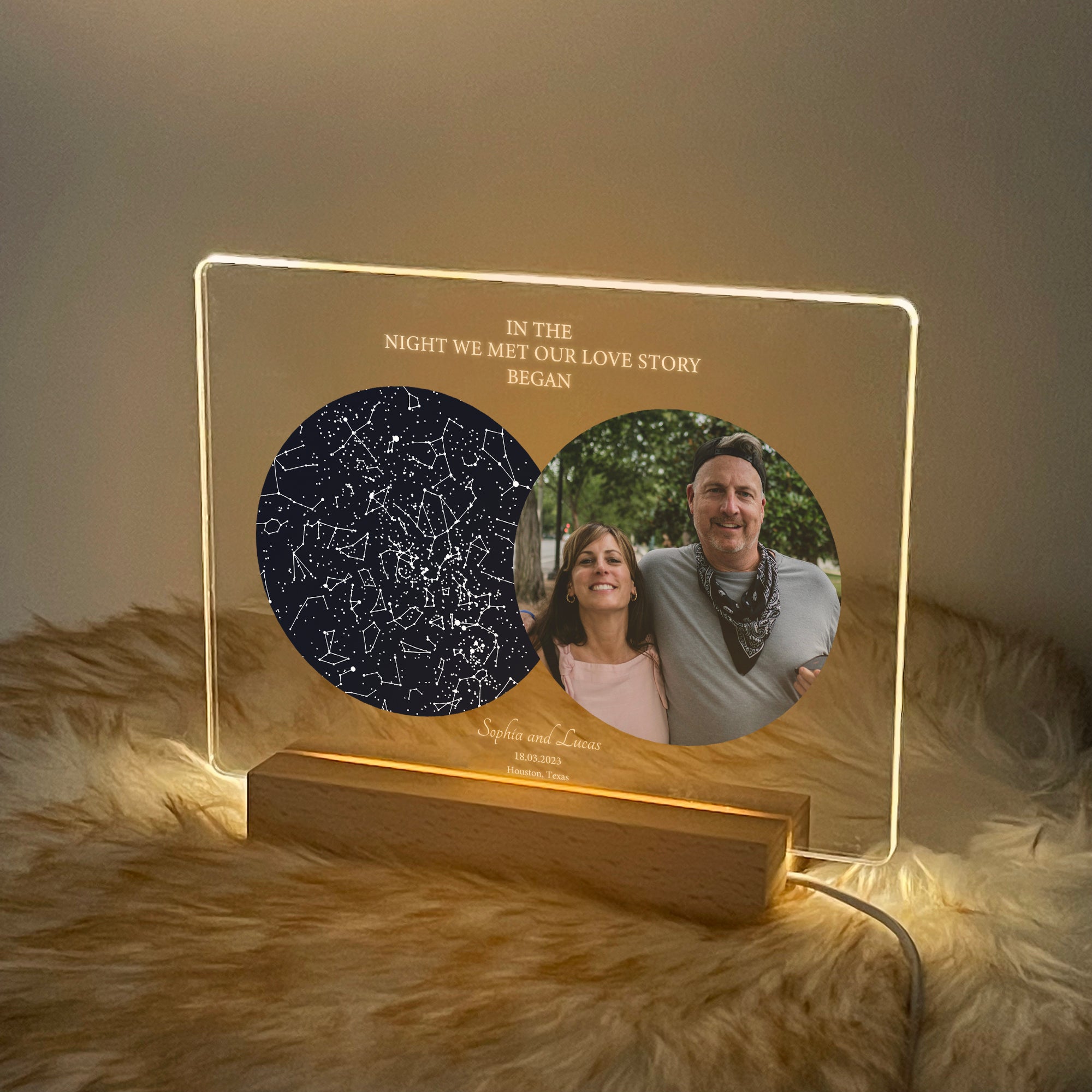 Personalized Night Sky Star Map by Date – Custom Constellation Print & Night Light (STAR01B)