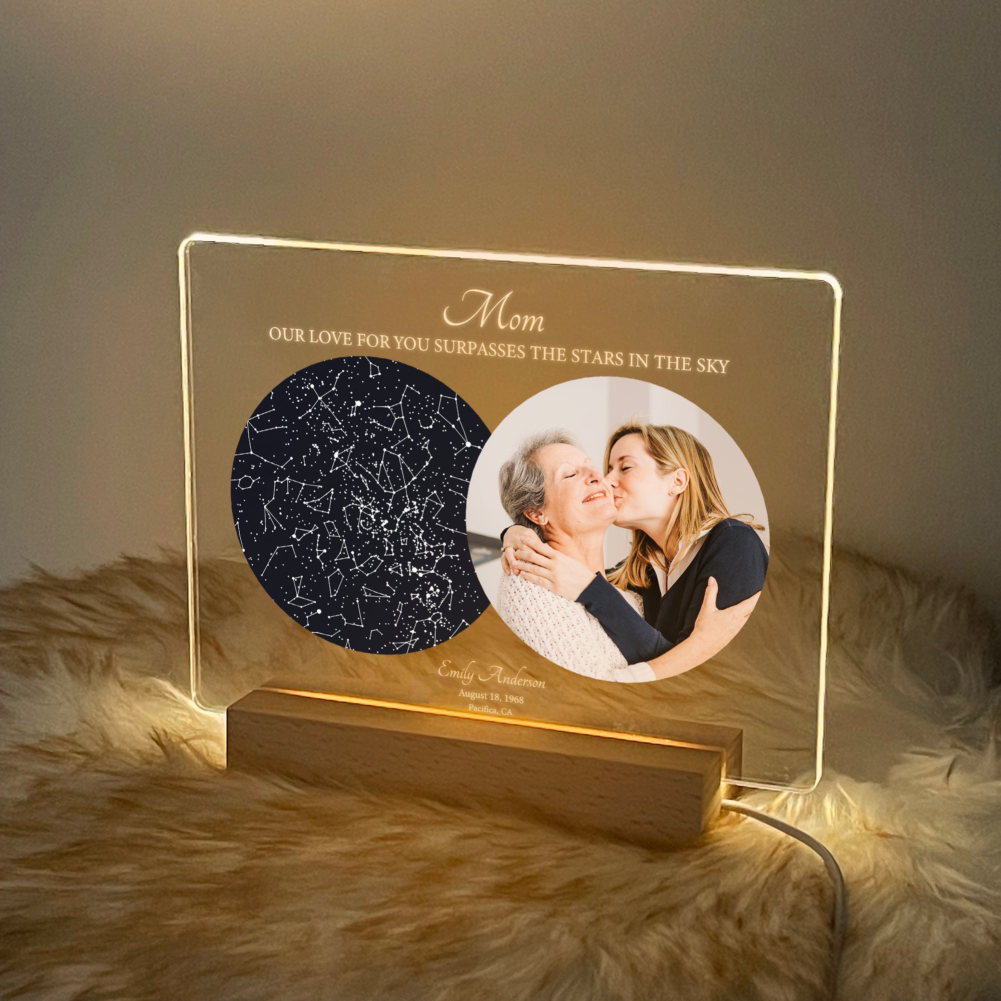 Personalized Night Sky Star Map by Date – Custom Constellation Print & Night Light (STAR01C)