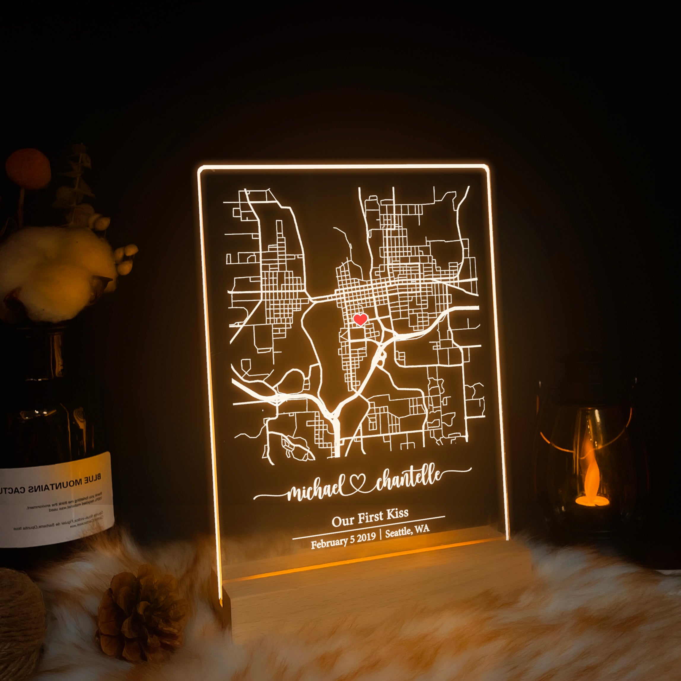 Custom Location Map Acrylic Night Light (MAP01)
