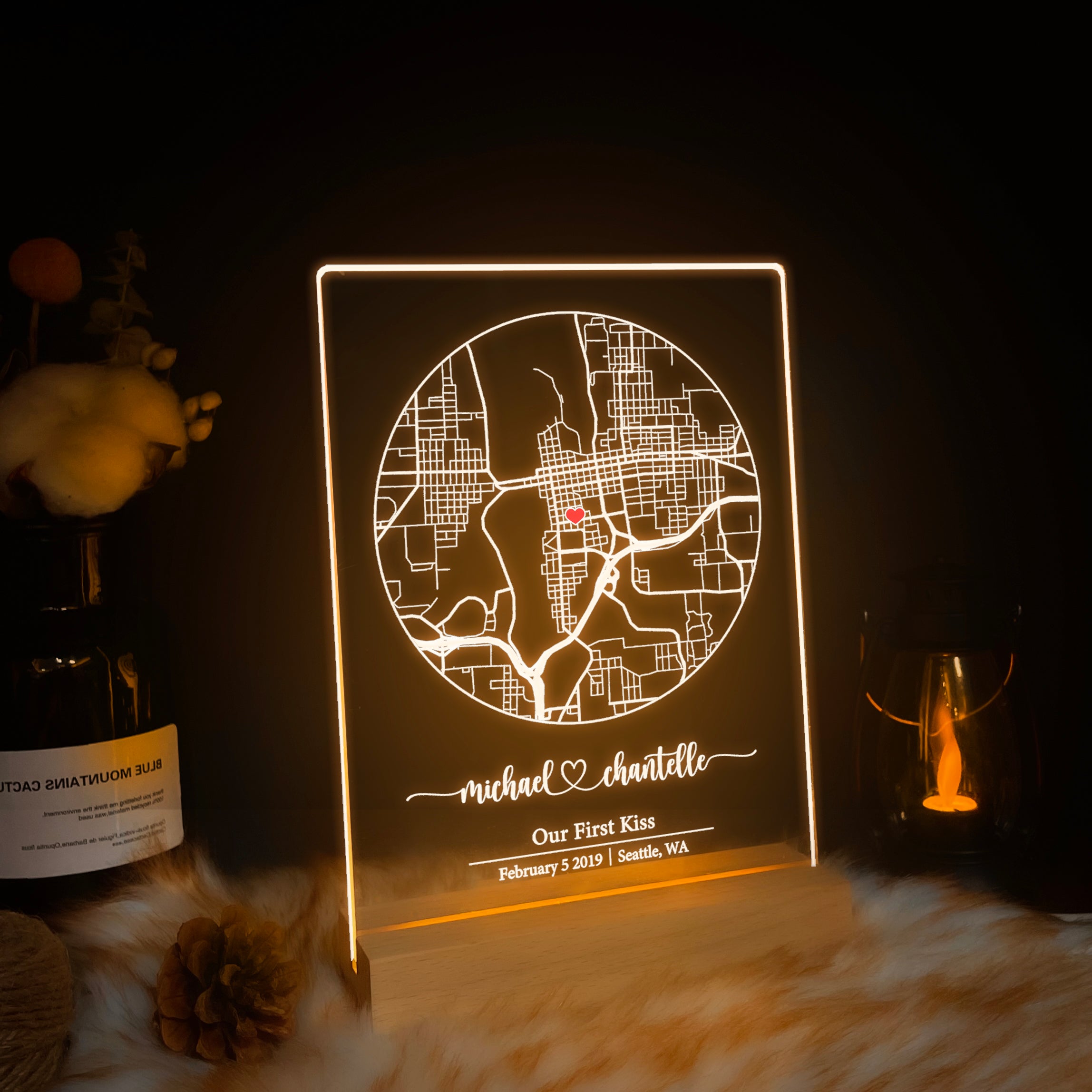 Custom Location Map Acrylic Night Light (MAP03)